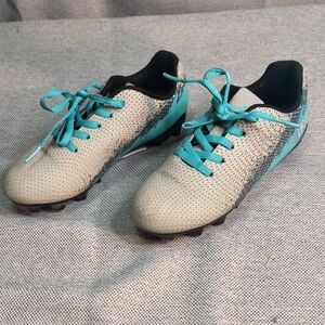 Gray and Teal Soccer Cleats